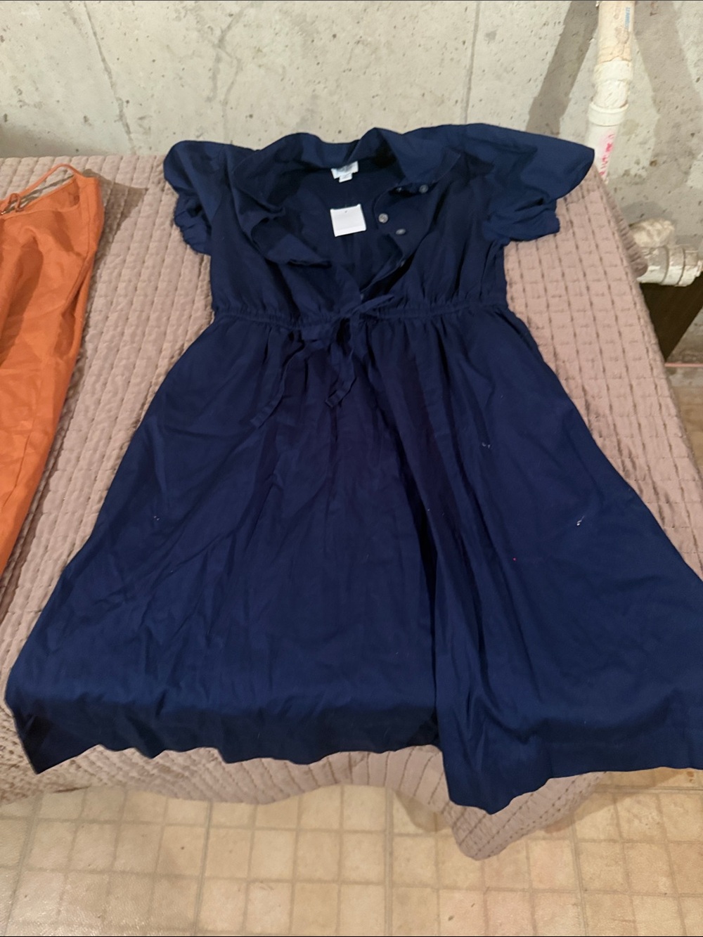 Classic Navy Dress with Cinched Waist